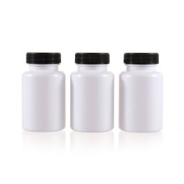 120cc White PET Plastic Packer Bottle (F3001P0120) with Black Screw Cap