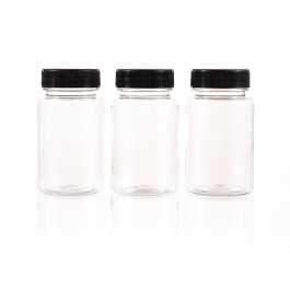100cc Clear PET Plastic Packer Bottle (F3002P0100) with Black Screw Cap