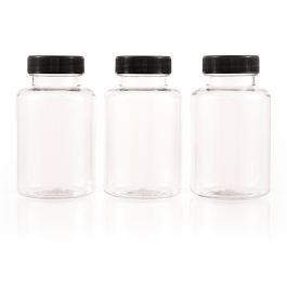 175cc Clear PET Plastic Packer Bottle (F3002P0175) with Black Screw Cap