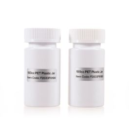 100cc White PET Plastic Packer Bottle (F2033P0100) with White Child-Resistant Plastic Cap