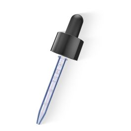18/400 Smooth-Sided Glossy Black Child-Resistant Dropper with 62.8mm Long Graduated Plastic Pipette (A18400CR01)