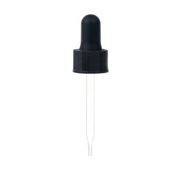 18/400 Black Standard Dropper with Straight-Tipped Glass Pipette (A18400DR03)