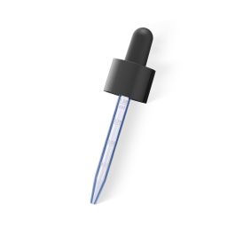 18/415 Smooth-Sided Glossy Black Child-Resistant Dropper with 77mm Long Graduated Plastic Pipette (A18415CR01-1)
