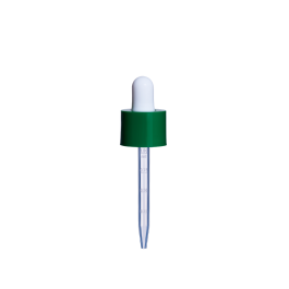 18/415 Smooth-Sided Glossy Finish Child-Resistant Dropper with 77mm Long Graduated Plastic Pipette (A18415CR01C12)