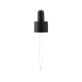 18/415 Smooth-Sided Matte Black Child-Resistant Dropper with Straight-Tipped Glass Pipette (A18415CR01GP-2)