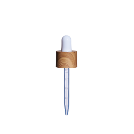  18/415 Smooth-Sided Wood Grain Child-Resistant Dropper with 77mm Long Graduated Plastic Pipette (A18415CR01WG01)
