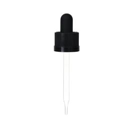18/415 Black Child-Resistant Dropper with Straight-Tipped Glass Pipette (A18415CR02)