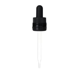 18/415 Black Child-Resistant and Tamper Evident Dropper with Straight-Tipped Glass Pipette (A18415CT02)