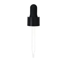 18/415 Glossy Black Dropper with Straight-Tipped Glass Pipette (A18415DR03)