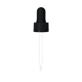 18/415 Ribbed-Style Black Dropper with Straight-Tipped Glass Pipette (A18415DR04)