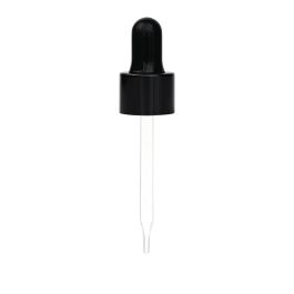 18/415 Glossy Black Dropper with Straight-Tipped Glass Pipette (A18415DR05)