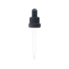 18/415 Black Tamper Evident Dropper with Straight-Tipped Glass Pipette (A18415TE02)