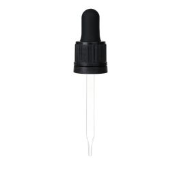 18/415 Black Tamper Evident Dropper with Straight-Tipped Glass Pipette (A18415TE04)