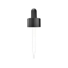 22/400 Smooth-Sided Glossy Black Child-Resistant Dropper with Straight-Tipped Glass Pipette (A22400CR01GP)