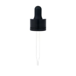22/400 Black Tamper Evident Dropper with Straight-Tipped Glass Pipette (A22400TE01)
