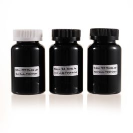 150cc Black PET Plastic Packer Bottle (F1001P0150) with Black Child-Resistant Plastic Cap