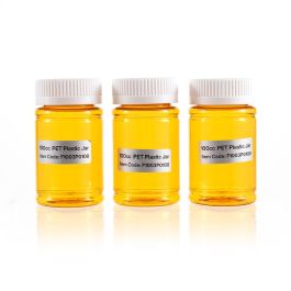 100cc Yellow PET Plastic Packer Bottle (F1003P0100) with White Child-Resistant Plastic Cap