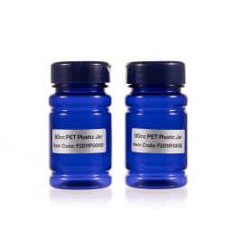 80cc Blue PET Plastic Packer Bottle (F2006P0060) with Blue Flip-Top Cap