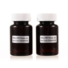 120cc Amber PET Plastic Packer Bottle (F2046P0120) with White Child-Resistant Plastic Cap