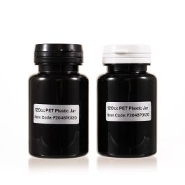 120cc Amber PET Plastic Packer Bottle (F2048P0120) with Black Flip-Top Cap