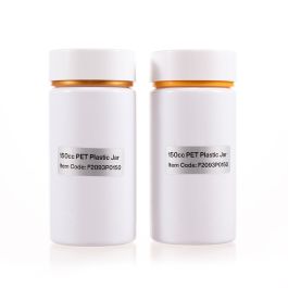 150cc White PET Plastic Packer Bottle (F2093P0150) with Yellow and White Double Shell Cap