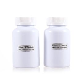 250cc White PET Plastic Packer Bottle (F2138P0250) with White Child-Resistant Plastic Cap