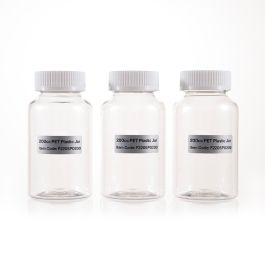 200cc Clear PET Plastic Packer Bottle (F2205P0200) with White Child-Resistant Plastic Cap