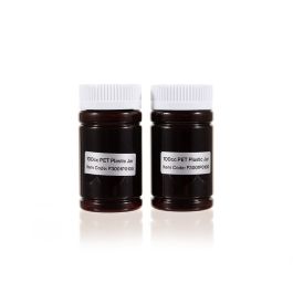 100cc Amber PET Plastic Packer Bottle (F3001P0100) with White Child-Resistant Plastic Cap