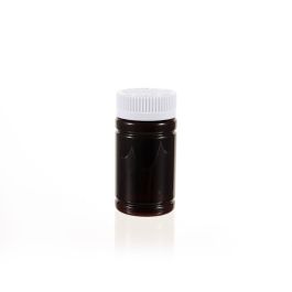 100cc Amber PET Plastic Packer Bottle (F3001P0100) with White Child-Resistant Plastic Cap