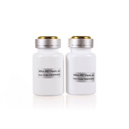 120cc Opaque White PET Plastic Packer Bottle (F3001P0120) with Electroplated Silver Double Shell Cap