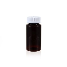150cc Amber PET Plastic Packer Bottle (F3001P0150) with White Child-Resistant Plastic Cap