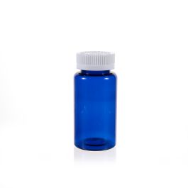 150cc Blue PET Plastic Packer Bottle (F3001P0150) with White Child-Resistant Plastic Cap