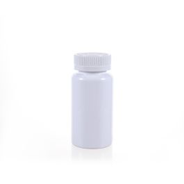 150cc Opaque White PET Plastic Packer Bottle (F3001P0150) with White Child-Resistant Plastic Cap