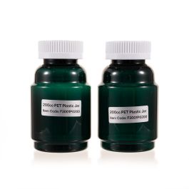 200cc Green PET Plastic Packer Bottle (F3001P0200) with White Child-Resistant Plastic Cap