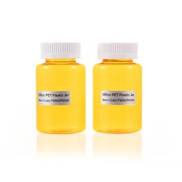 120cc Yellow PET Plastic Packer Bottle (F3002P0120) with White Child-Resistant Plastic Cap