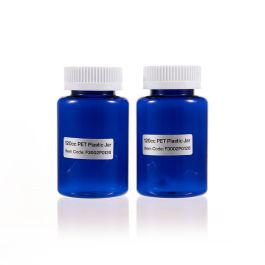 120cc Blue PET Plastic Packer Bottle (F3002P0120) with White Child-Resistant Plastic Cap