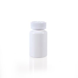 150cc Opaque White PET Plastic Packer Bottle (F3003P0150) with White Child-Resistant Plastic Cap