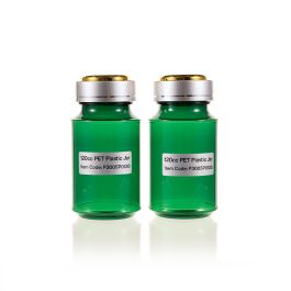 120cc Green PET Plastic Packer Bottle (F3005P0120) with Electroplated Silver Double Shell Cap