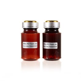 120cc Amber Plastic Packer Bottle (F3005P0120) with Electroplated Silver Double Shell Cap