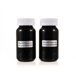 150cc Black PET Plastic Packer Bottle (F3005P0150) with White Child-Resistant Plastic Cap