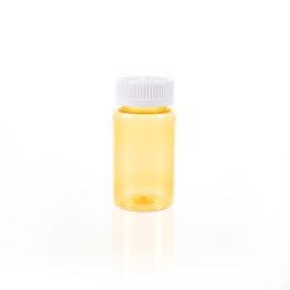 120cc Yellow PET Plastic Packer Bottle (F3006P0120) with White Child-Resistant Plastic Cap