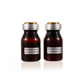 120cc Amber Plastic Packer Bottle (F3008P0120) with Electroplated Silver Double Shell Cap