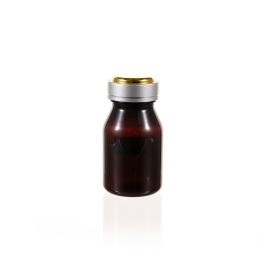 120cc Amber Plastic Packer Bottle (F3008P0120) with Electroplated Silver Double Shell Cap