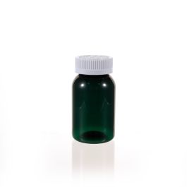 150cc Green PET Plastic Packer Bottle (F3009P0150) with White Child-Resistant Plastic Cap