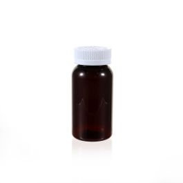 150cc Amber PET Plastic Packer Bottle (F3012P0150) with White Child-Resistant Plastic Cap