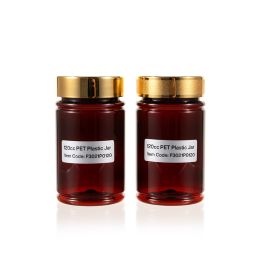 120cc Amber PET Plastic Packer Bottle (F3021P0120) with Gold Plastic Cap