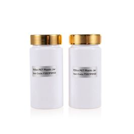 150cc Opaque White PET Plastic Packer Bottle (F3021P0150) with Gold Plastic Cap