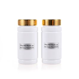 175cc Opaque White PET Plastic Packer Bottle (F3021P0175) with Gold Plastic Cap