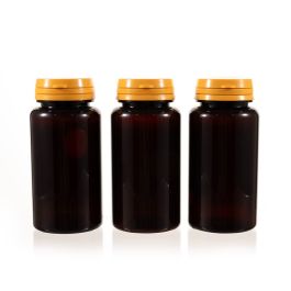 150cc Amber PET Plastic Packer Bottle (F3041P0150) with Yellow Tear-Off Plastic Cap