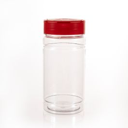 380cc Clear PET Plastic Packer Bottle (F3041P0380) with Red Flip-Top Plastic Cap